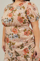 Harbin Floral Balboa Asymmetrical Midi Dress Curve