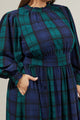 Hudson Plaid Caitlyn Smock Sleeve Midi Dress Curve