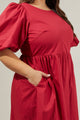 Rye Poplin Puff Sleeve Midi Dress Curve