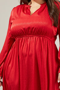 Fabiola Split Neck Midi Dress Curve