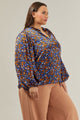 Begonia Floral Shimmy Balloon Sleeve Top Curve