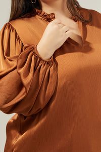 Hathaway Split Neck Long Sleeve Blouse Curve