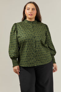 Zinnia Floral Button Down Top Curve
