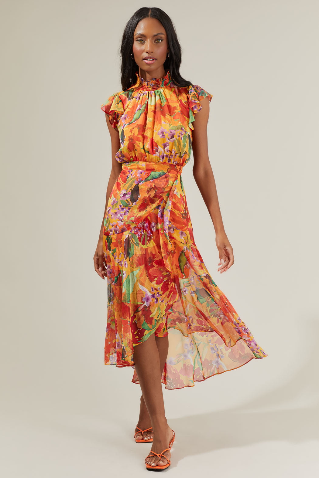 delilah floral maxi dress Delilah Floral Maxi Dress with Train in Blush/Grey