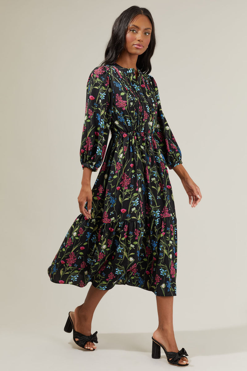 Madeline Groover Floral Midi Dress – Sugarlips