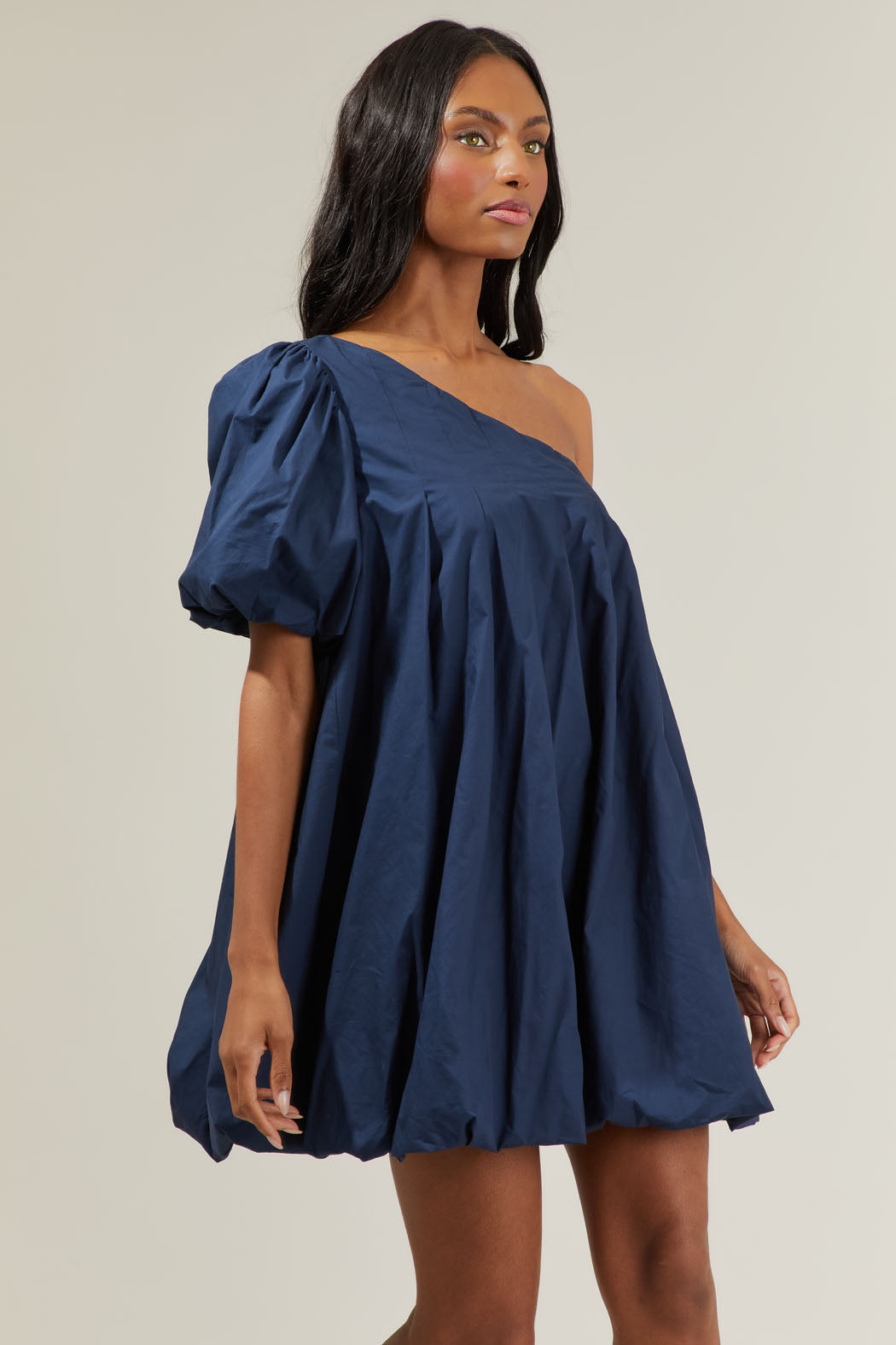 Sugarlips Loraine Bubble One Shoulder Puff Sleeve Pleated Mini A-Line Dress, Womens, XS, Fuchsia Sugarlips Loraine Bubble One Shoulder Puff Sleeve Pleated Mini A-Line Dress, Womens, XS, Fuchsia