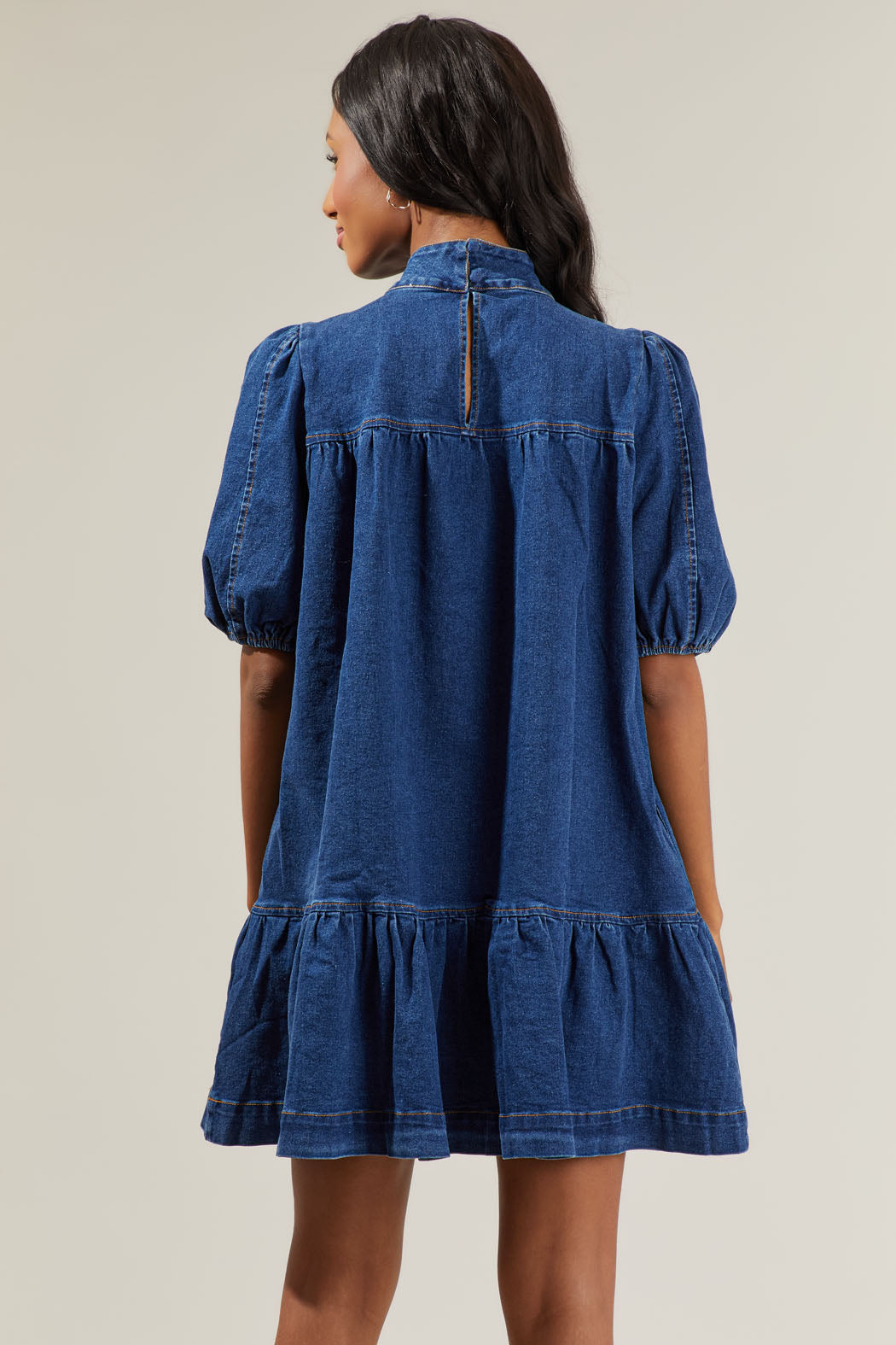 Aura Jacey Denim Shift Dress MID-BLUE / M by Sugarlips Aura Jacey Denim Shift Dress MID-BLUE / M by Sugarlips