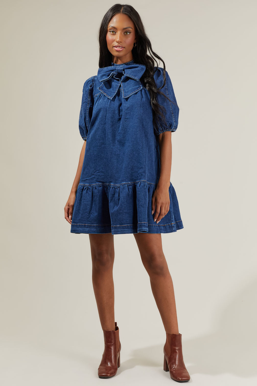 sugarlips denim dress Sujey Denim Tie Strap Mini Dress LT-DENIM / M by Sugarlips