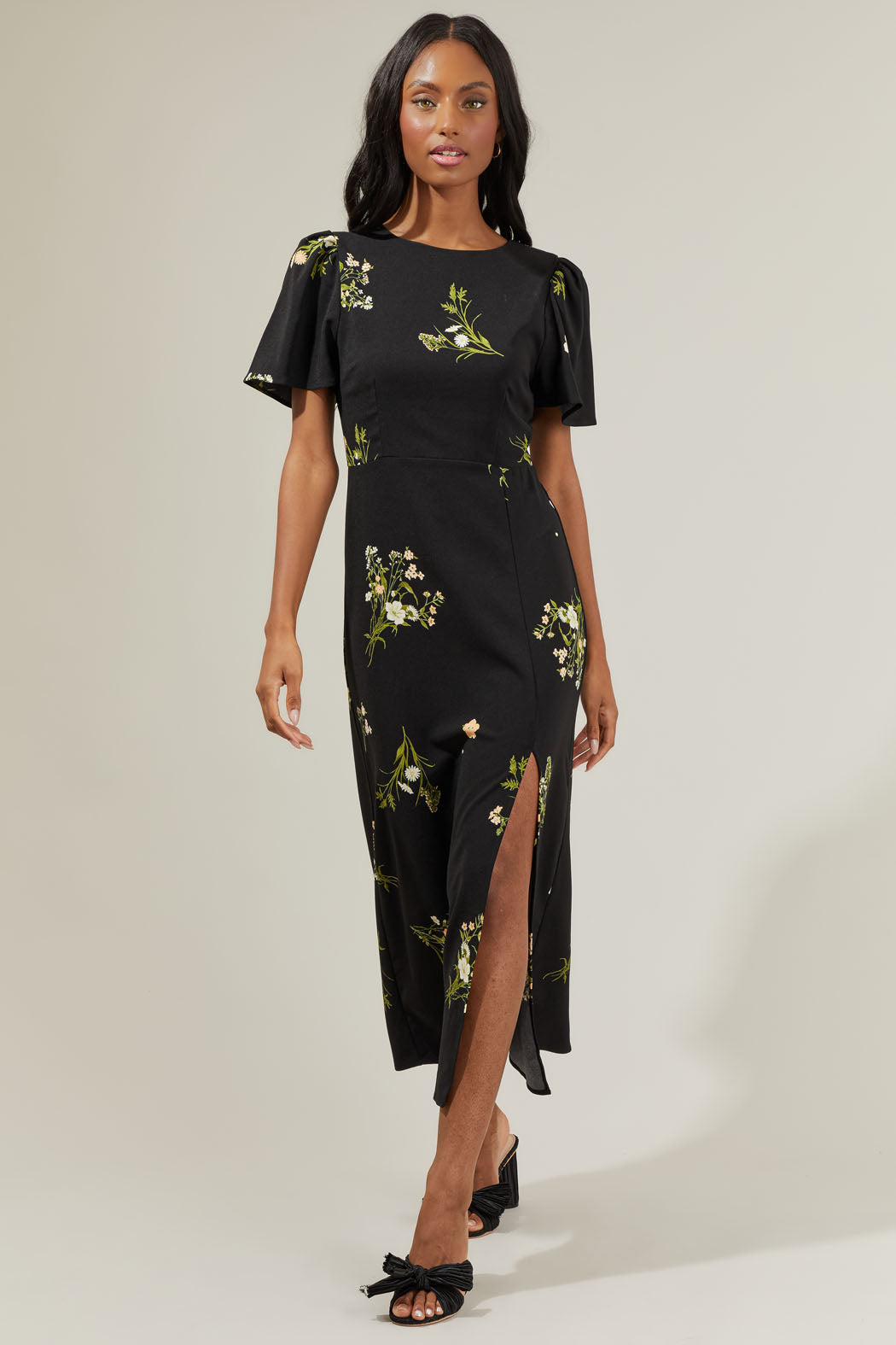Jenna Floral Midi Dress Sugarlips Jenna Floral Midi Dress Sugarlips
