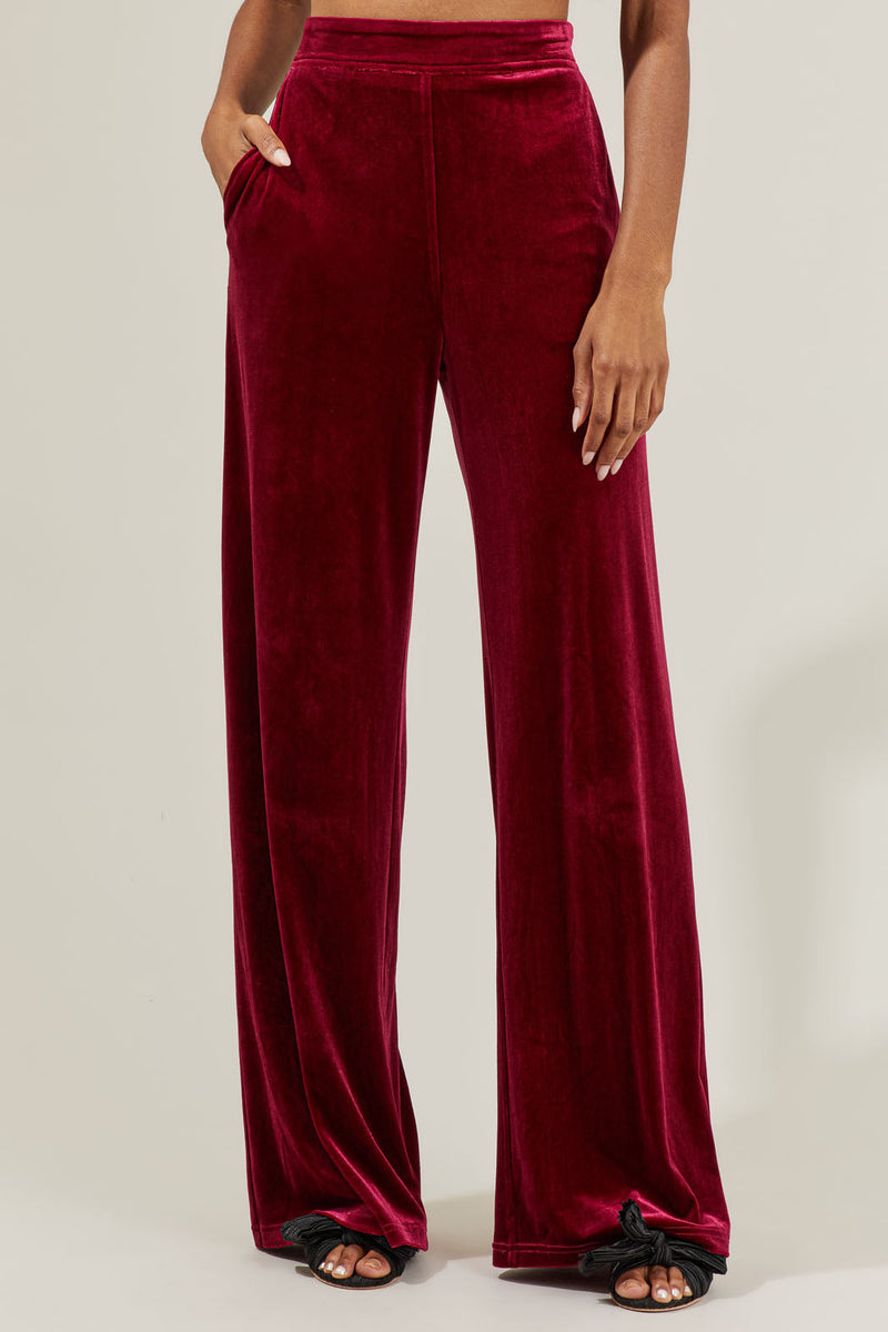 Lulu Velvet Wide Pants – Sugarlips