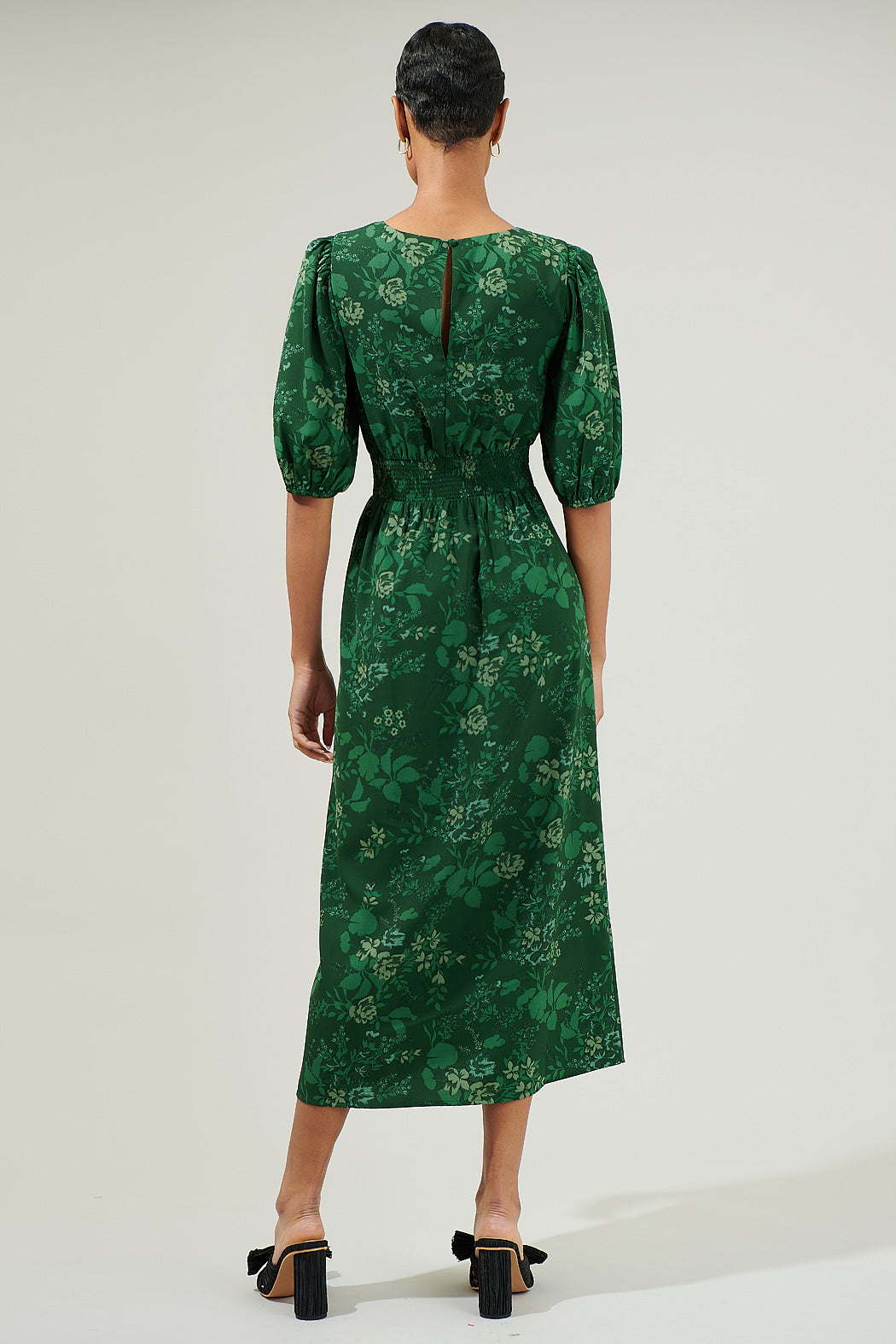 Woodland Floral Smocked Midi Dress Sugarlips Woodland Floral Smocked Midi Dress Sugarlips