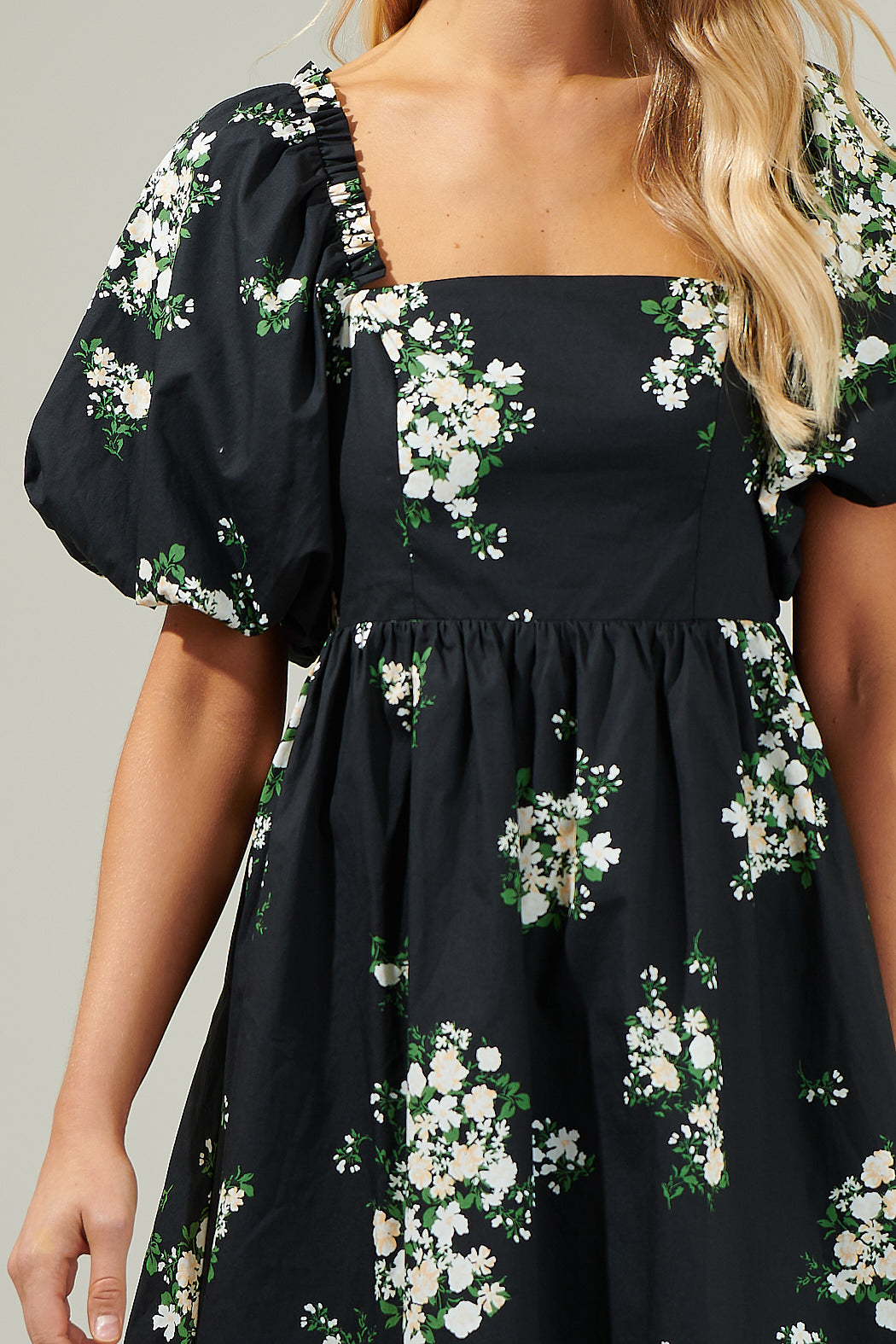 Emery Floral Marion Puff Sleeve Babydoll Mini Dress – Sugarlips