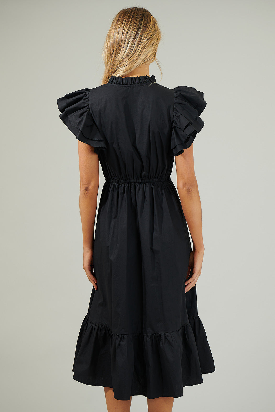 Miley Dillan Midi Ruffle Dress Black / XS by Sugarlips Miley Dillan Midi Ruffle Dress Black / XS by Sugarlips