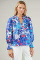 Canvas Floral Russo Pleated Long Sleeve Blouse