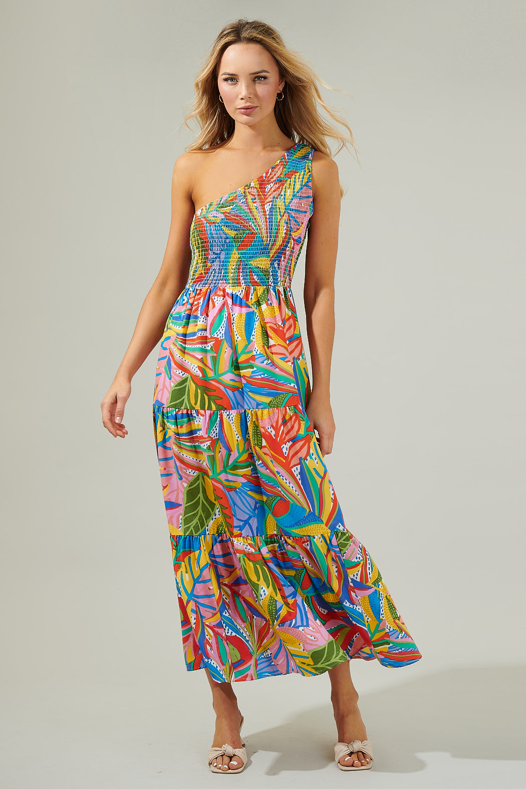 are one shoulder dresses still in style One Shoulder Jacquard Maxi Dress