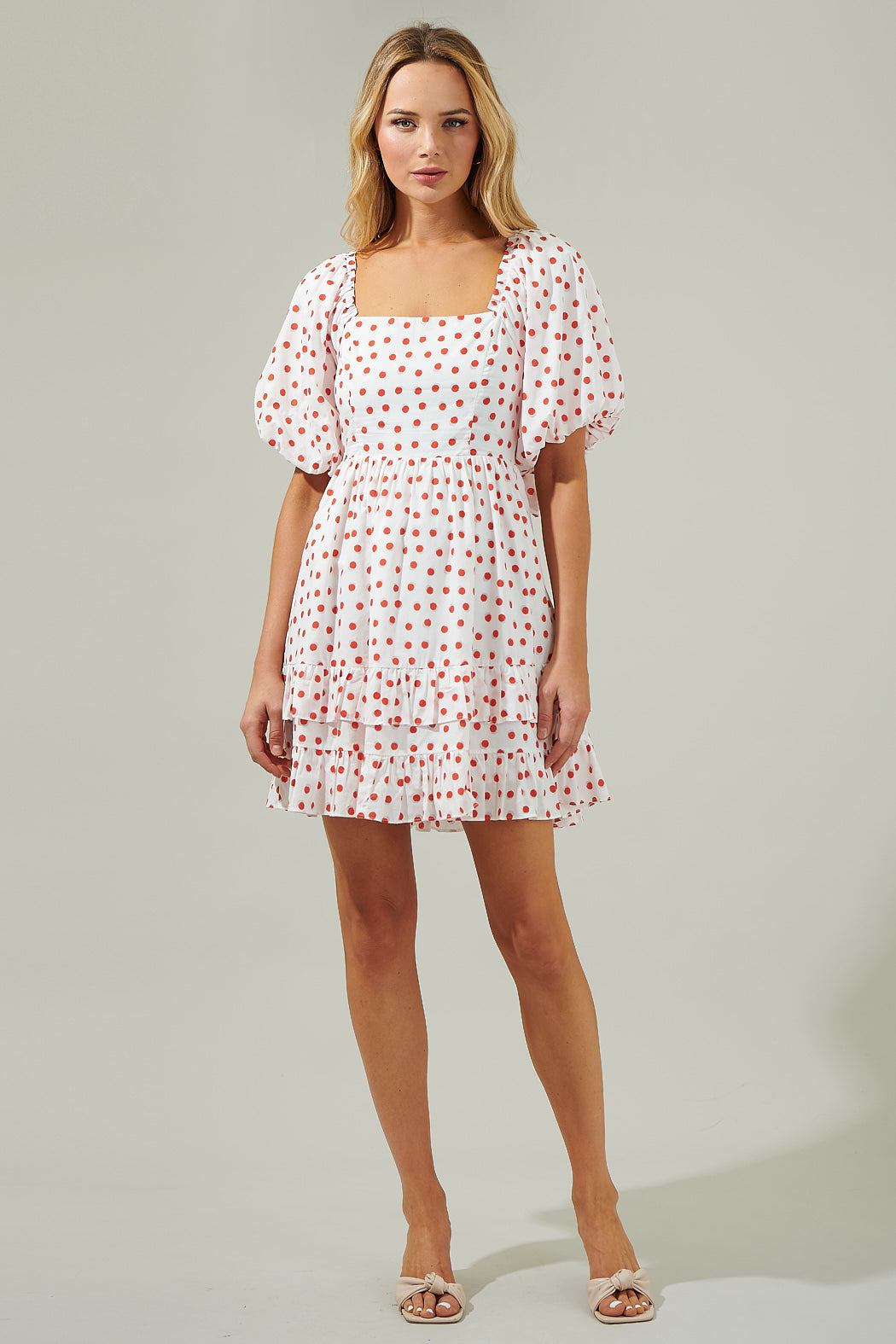 polka dot ruffle mini dress Sorority Rush Dress | Adrina Ruffle Mini Dress