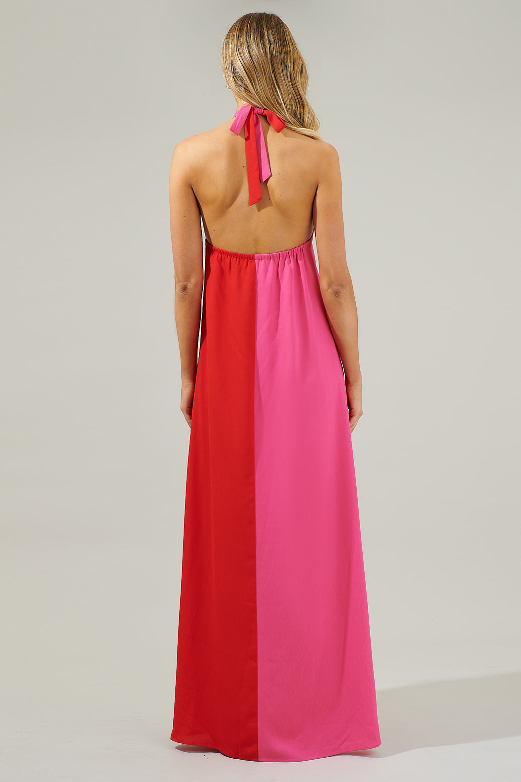 Sabria Color Block Maxi Dress RED-PINK-MUL / S by Sugarlips Sabria Color Block Maxi Dress RED-PINK-MUL / S by Sugarlips