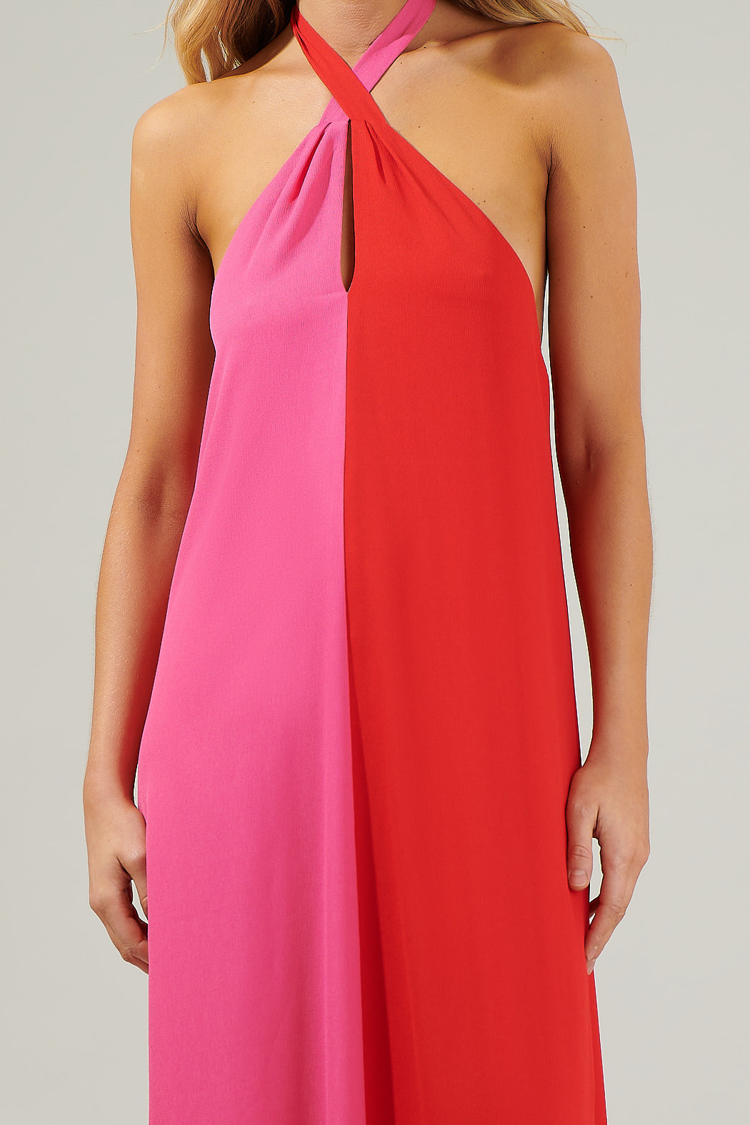 Sabria Color Block Maxi Dress RED-PINK-MUL / S by Sugarlips Sabria Color Block Maxi Dress RED-PINK-MUL / S by Sugarlips