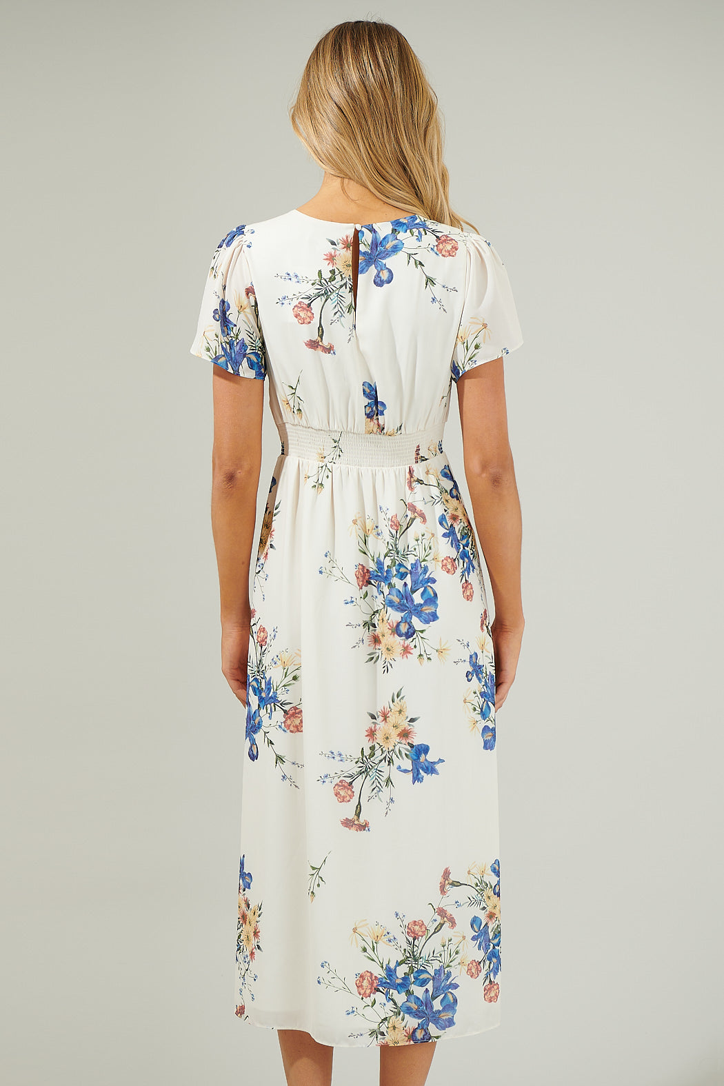 jacinta midi dress Jacinta Floral Slit Midi Dress CREAM-MULTI / M by Sugarlips