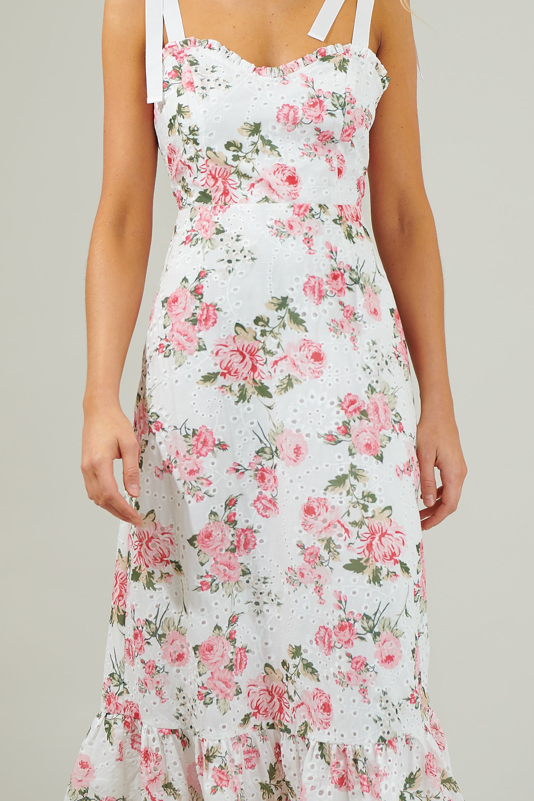 Villa Garden Eyelet Midi Dress Sugarlips Villa Garden Eyelet Midi Dress Sugarlips