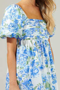 Truth Be Told Blue Floral Pleated Midi Dress