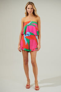 Milton Abstract Strapless Romper