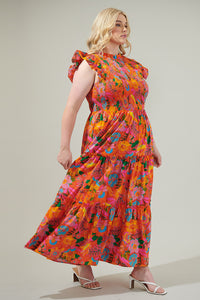 Idalia Floral Smocked Midi Dress Curve