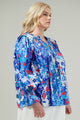 Canvas Floral Russo Pleated Long Sleeve Blouse Curve