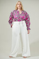 Aubrey Floral Russo Pleated Long Sleeve Blouse Curve