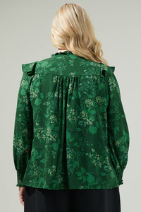 Woodland Floral Ruffle Blouse Curve