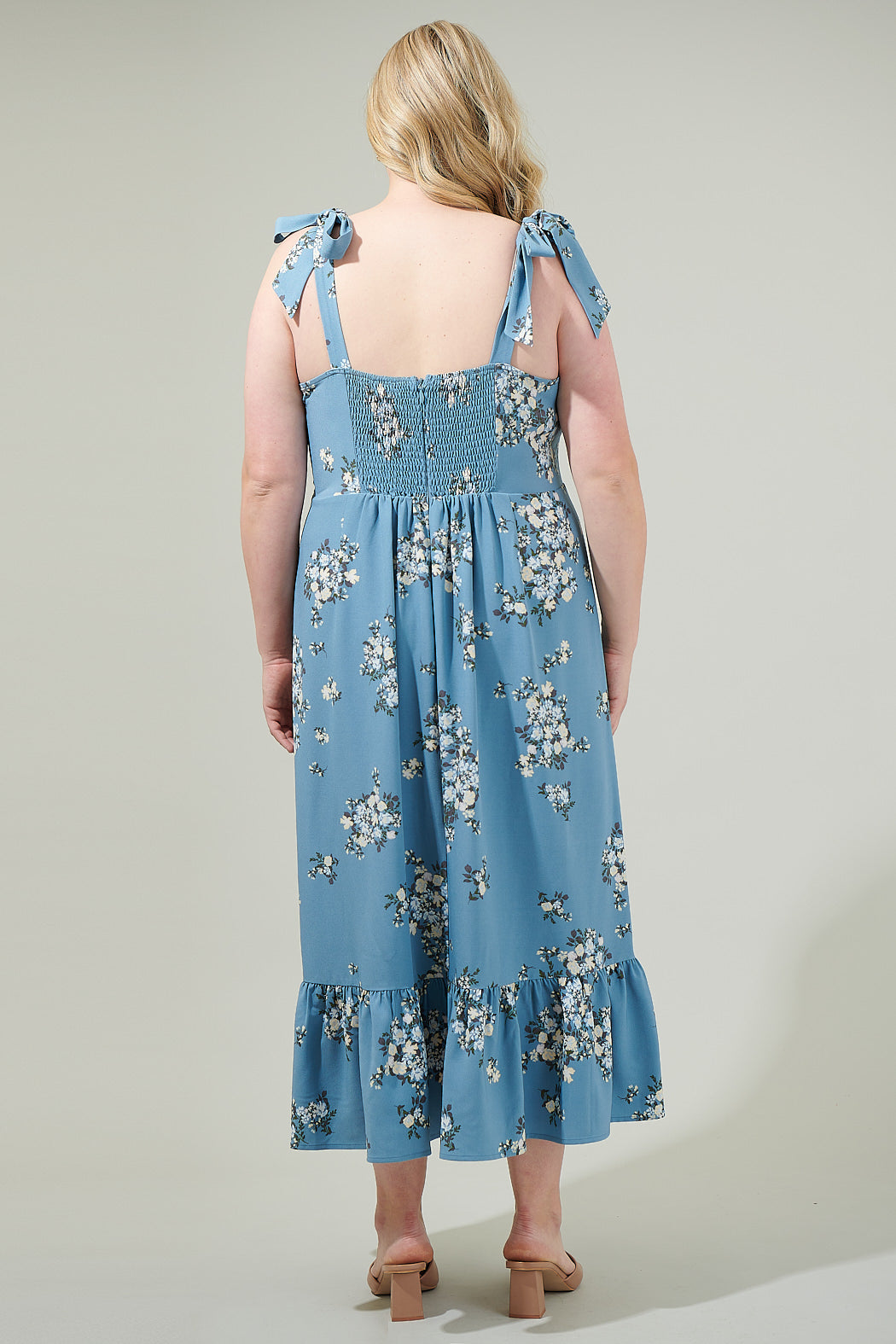 Moxie Floral Baker Tie Strap Midi Dress Curve Moxie Floral Baker Tie Strap Midi Dress Curve