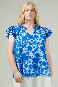 Marinelle Floral Bellissima Ruffle Sleeve Top Curve