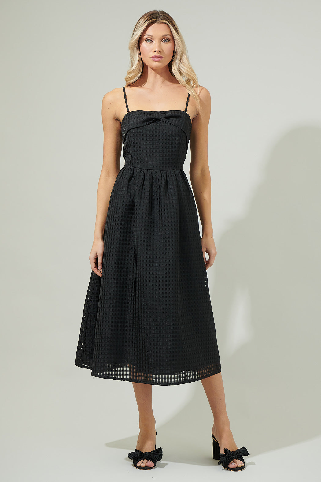 Cary Chest Bow Midi Dress Black / M by Sugarlips Cary Chest Bow Midi Dress Black / M by Sugarlips