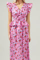 Berryglow Floral Smocked Midi Dress