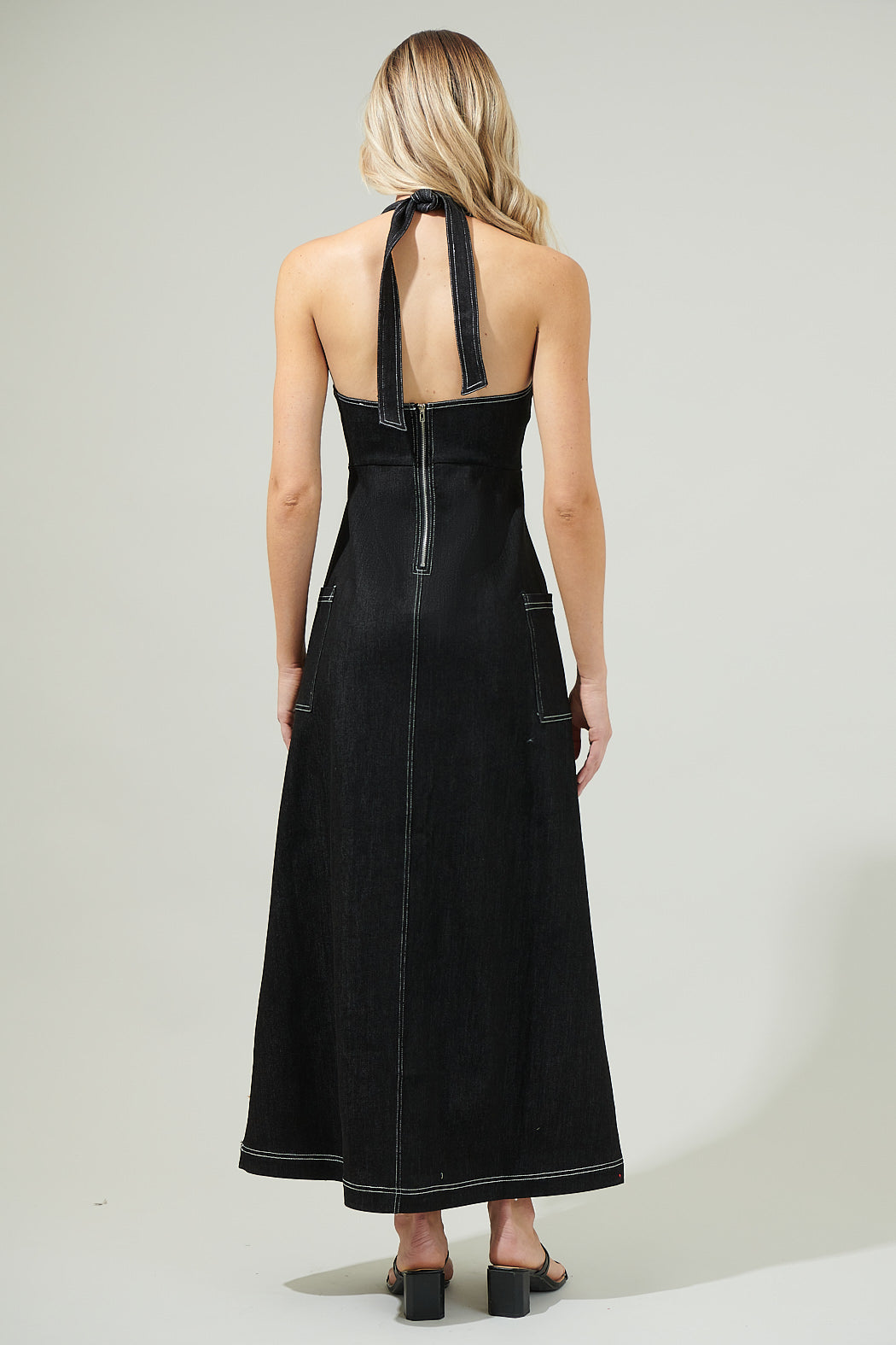 Sulema Halter Denim Dress Black / XL by Sugarlips Sulema Halter Denim Dress Black / XL by Sugarlips