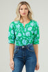 Waterlilly Floral Balloon Sleeve Top