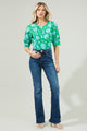 Waterlilly Floral Balloon Sleeve Top