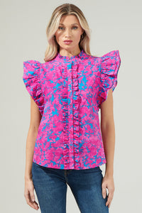 Lucy Floral Sleeveless Ruffle Top