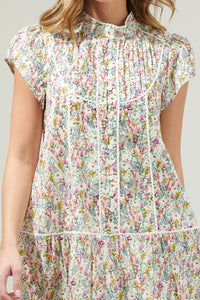 Arvine Floral Pleated Mini Dress