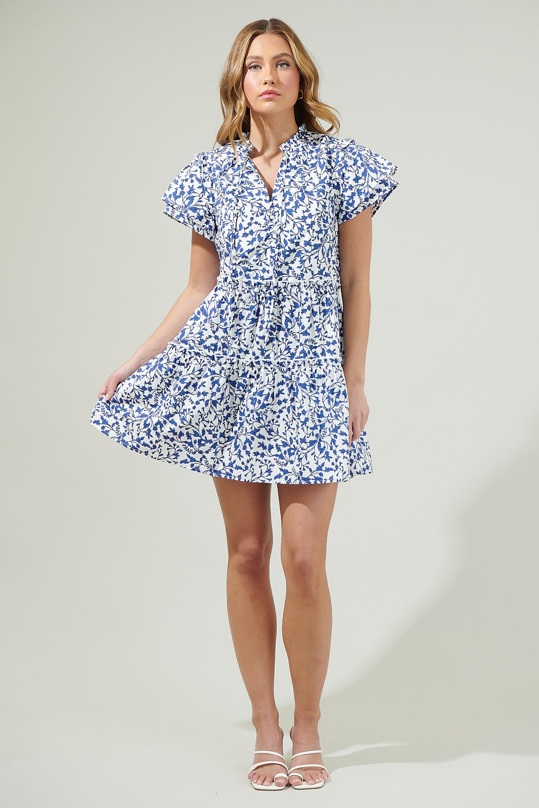 floral tiered dress mini Ginnie Floral Tiered Mini Dress