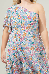 Posy Blossom One Shoulder Asymmetrical Dress Curve