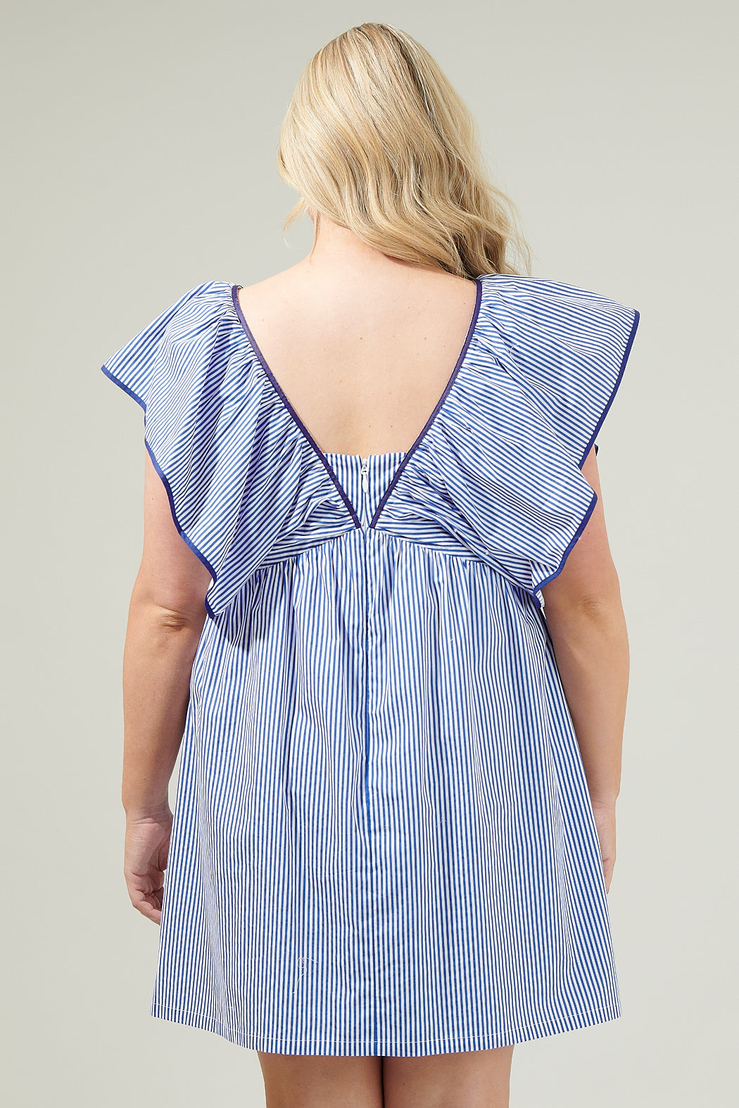 SUGARLIPS Women's Sherah Striped Cotton Babydoll Minidress - Blue - Mini dresses SUGARLIPS Women's Sherah Striped Cotton Babydoll Minidress - Blue - Mini dresses