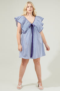 Dynamite Striped Mini Babydoll Dress Curve