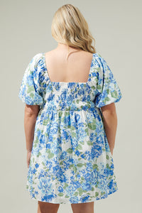 Truth Be Told Blue Floral Pleated Midi Dress Curve
