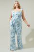 Dusty Floss Floral Sleeveless Jumpsuit Curve