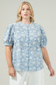 Moonflower Eyelet Button Down Blouse Curve