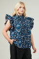 Dynamite Floral Sleeveless Ruffle Top Curve