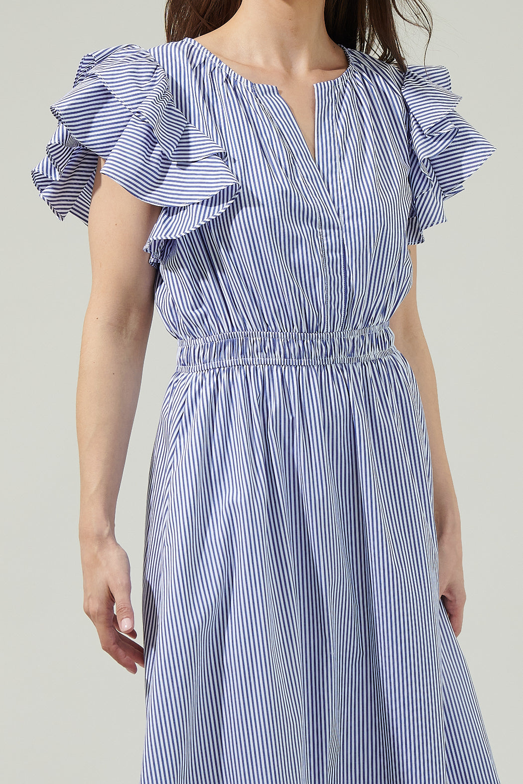 Reynaga Striped Jelina Ruffle Sleeve Midi Dress Sugarlips Reynaga Striped Jelina Ruffle Sleeve Midi Dress Sugarlips