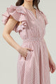 Priscilla Striped Jelina Ruffle Sleeve Midi Dress