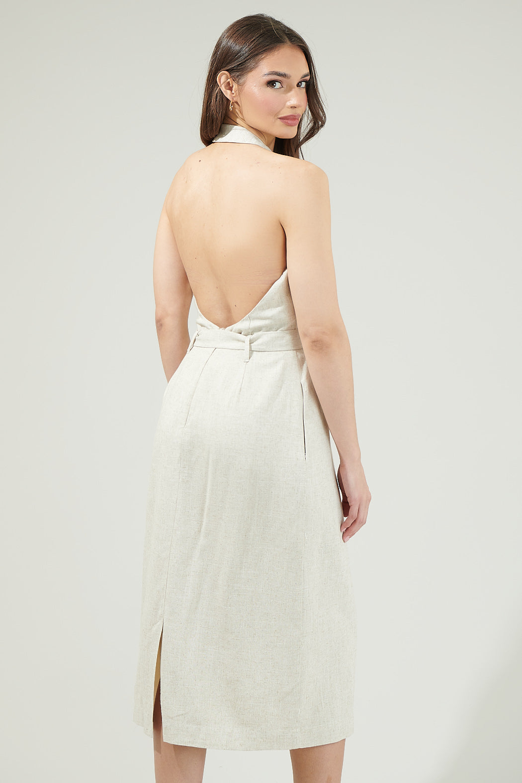 Rina Linen Halter Midi Dress COBALT / S by Sugarlips Rina Linen Halter Midi Dress COBALT / S by Sugarlips